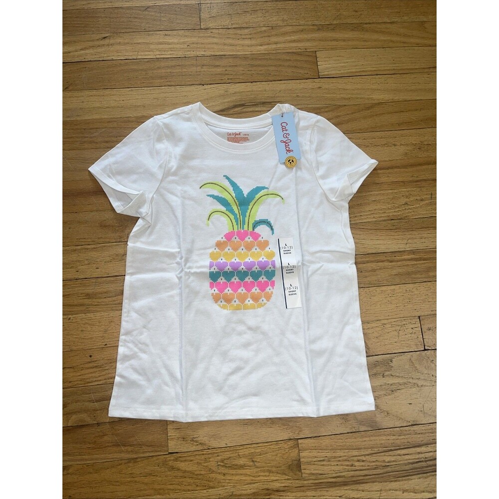 Cat & Jack Girls' Short Sleeve Pineapple Graphic T-Shirt - L (10-12)